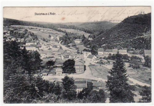 Stutzhaus bei Gotha i. Thür. Totalansicht gelaufen als Bahnpost 1914. Gute Erhaltung.
