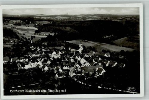 Mainhardt 1937 Fliegeraufnahme des Ortes mit Ev. Kirche