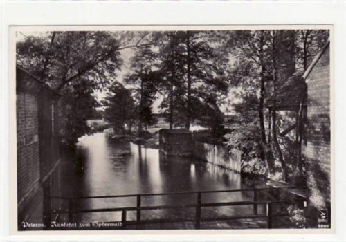 Fotokarte von Prieros. Abgebildet ist die Ausfahrt zum Spreewald. Postalisch nicht befördert. Top Erhaltung.
