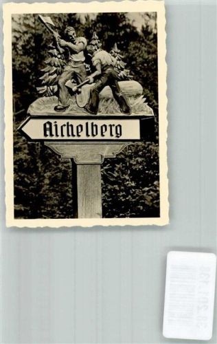 Aichelberg Handgeschnitzer Wegweiser Baumfäller Foto Original aus Archiv eines Ansichtskartenverlags Ort handschriftlich