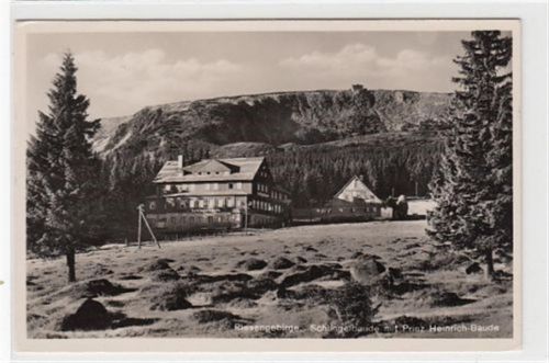 Schlingelbaude mit Prinz Heinrich-Baude - Kreis Hirschberg / Jelenia Góra im Riesengebirge gelaufen 1938. Gute Erhaltung.