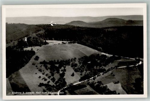 Schwäbisch Hall 1938 Fliegeraufnahme eines Segelflugzeugs über dem Einkorn