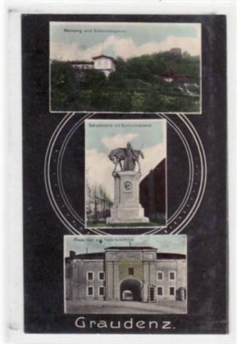 Graudenz / Grudziadz, 3 Abbildungen mit Weinberg u. Niedertor auf die Feste Courbiere. gp 1916. Leichter Bug unten rechts, sonst gut erhalten