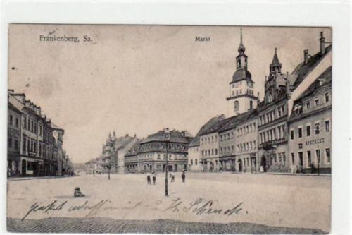 Frankenberg Frankenberg mit Markt gelaufen von 1912. Leicht fleckig, sonst gut erhalten.