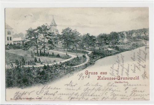 Berlin Wilmersdorf, Halensee-Grunewald mit Hertha See gelaufen von 1902. Gute Erhaltung.