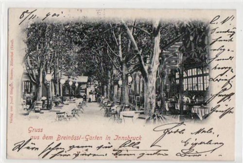 Innsbruck Innsbruck mit Breinössl - Garten gelaufen von 1901. Ecken mit Albumabdrücken, kleiner Knick unten links, sonst gut erhalten