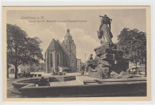 Landsberg a.d. Warthe Landsberg a. W. / Gorzów Wielkopolski. Markt St. Marienkirche Pauckschbrunnen ungelaufen Top Erhaltung.