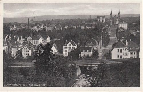 Ludwigsburg Ludwigsburg. ein Blick auf das Villenviertel gelaufen. Leichter Stempeldurchdruck, Rückseite leicht fleckig, sonst gut erhalten