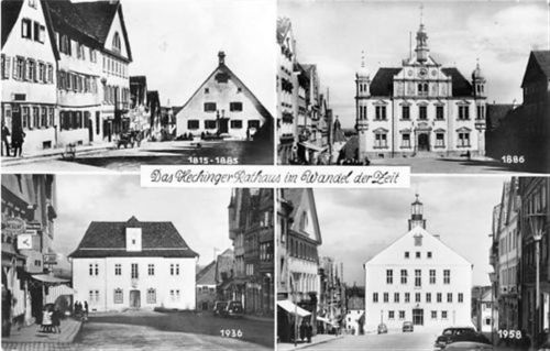 Hechingen Hechingen. Rathaus im Wandel der Zeit gelaufen. Leichter Stempeldurchdruck, sonst gut erhalten