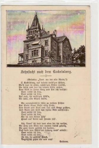 Trier Trier, Liederkarte " Sehnsucht nach dem Kockelsberg " gelaufen von 1911. Leicht fleckig, leichter Durchdruck, sonst gut erhalten