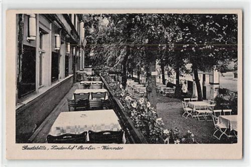 Berlin-Zehlendorf-Wannsee. Gaststätte Lindenhof gelaufen kleiner Knick unten rechts und links, leicht fleckig, sonst gut erhalten