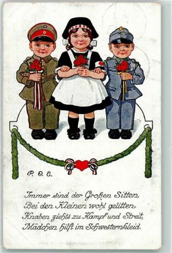 1916 WK I Kinder in Uniform Zweibund AK