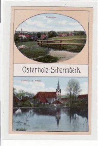 Osterholz - Scharmbeck, 2 Abbildungen mit Partie b.d. Kirche ungelaufen Gute Erhaltung.