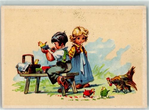 1947 sign. Salac Nr. 845-4 Küken bemalen