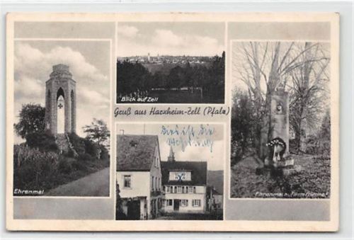 Harxheim-Zell mit Ehrenmal und Blick auf Zell ungelaufen Leichter Bug oben rechts und unten links, sonst gut erhalten