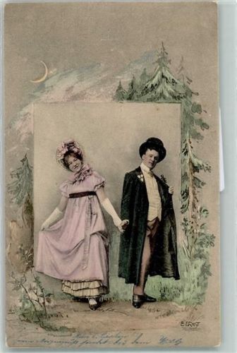 1904 sign. E. Ernst Mode Liebespaar AK
