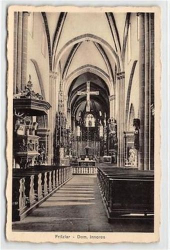 Fritzlar Fritzlar. Innenansicht vom Dom gelaufen. Marke beschädigt. Vorder- und Rückseite leicht fleckig, sonst gut erhalten