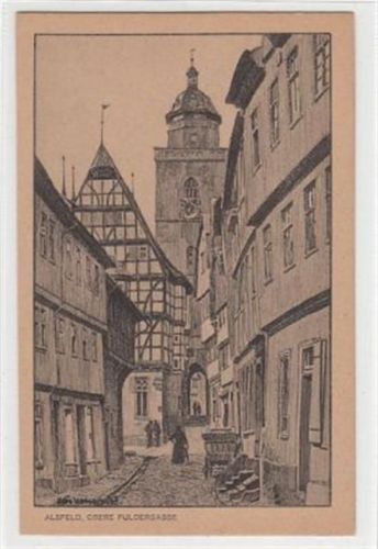 Alsfeld Alsfeld, Künstlerkarte. Obere Fuldergasse ungelaufen Gute Erhaltung.