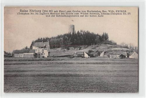 Ruine Nürburg mit Hotel zum Grafen von Hochstaden ungelaufen Gute Erhaltung.