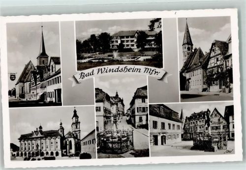 Bad Windsheim Kirche Brunnen Springbrunnen Fachwerk Schild