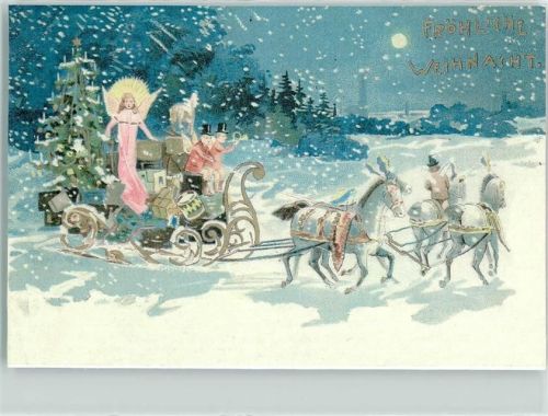 Rottenburg Chriskindlesschlitten Winter Weihnachtliches Postkartenmotiv um 1900