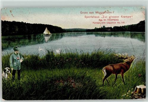 Müggelheim Sportshaus Zur grossen Krampe Jäger Jagdhund Hirsch