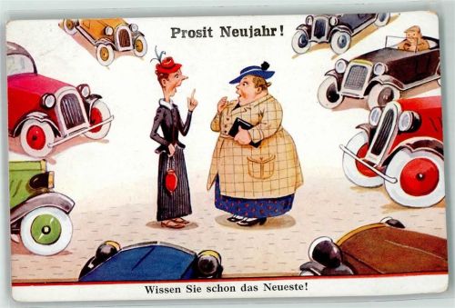 Neujahr Frauentratsch Humor AK