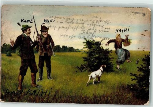 1902 Jäger Jagdhund Humor AK