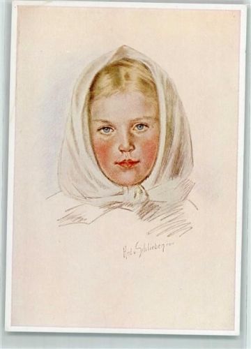 sign. H. v. Schlieben Kinderporträt Vroni Verlag Hanfstaengl Nr. 207 AK