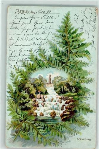 Kreuzberg 1899 Viktoriapark Brunnen Wasserfall Farn