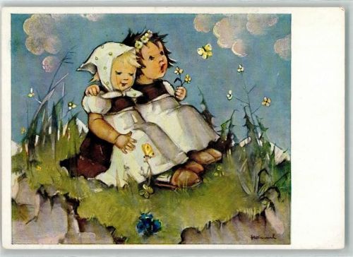 1957 sign M.I. Hummel Idyll Schmetterling Verlag Emil Fink 695 AK