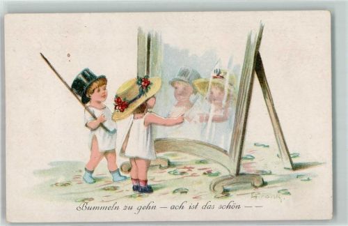 Bummeln zu gehn, das ist schön - Kinder vor dem Spiegel AK