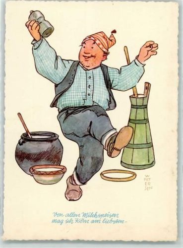 sign. Prof. Wilhelm Petersen - Milchspeisen und Köm - Humor