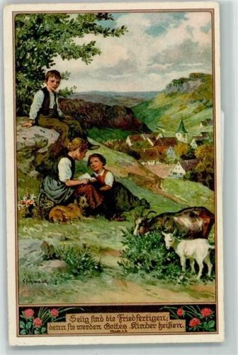 1929 Hirte Ziegen Spruch Religion Matth. sign.C. Schmauk AK