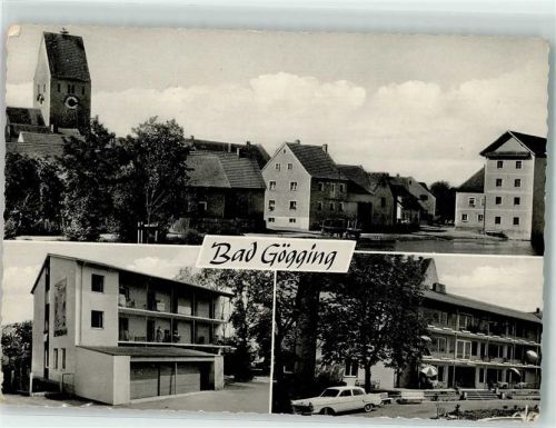 Bad Gögging Turm Uhr Auto Bank Sonnenschirm Foto AK