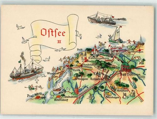 Bad Doberan Landkarte Ostsee II Zeichnung v. A. Hoppe