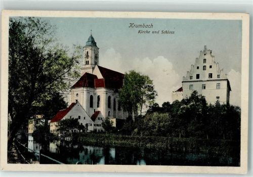 86381 W8908 Krumbach Schwaben - Stadtpfarrkirche mit Schloß
