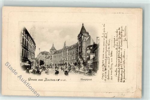 Aachen 1901 Hauptpost Litfaßsäule