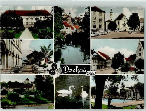 85221 W8060 Dachau - Schloss Rathaus Freibad Schwäne