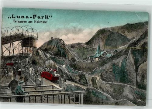 10115 W1000 Halensee 1911 Gebrauchsspuren Luna Park Achterbahn Terrassen