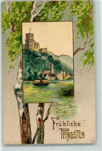 1907 Prägedruck Passepartout Boot Baum