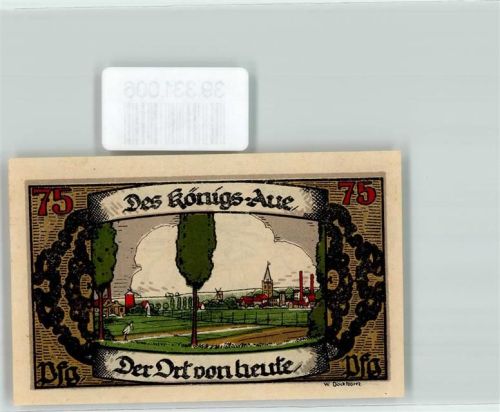Neu Königsaue Notgeld 75 Pfennig Windmühle Kirche Fabrik Seedörfer