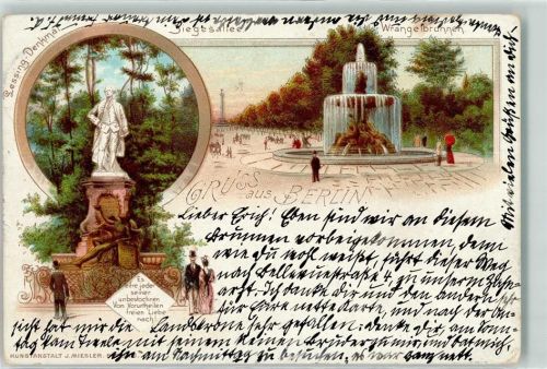 Kreuzberg 1896 Lessing-Denkmal Siegesallee Wrangel-Brunnen