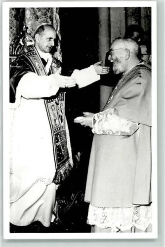 1964 Papst Paul VI begrüsst den Patriarchen von Jerusalem Alberto Gori
