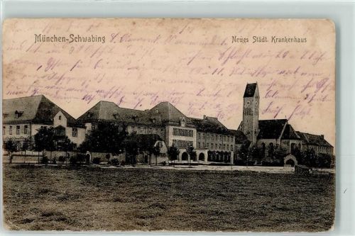 Schwabing 1914 Neues Städtisches Krankenhaus Kirche