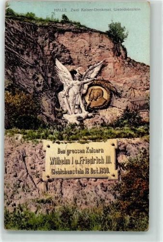 Giebichenstein Zwei Kaiser Denkmal Engel Kaiser Wilhelm I und Kaiser Friedrich III