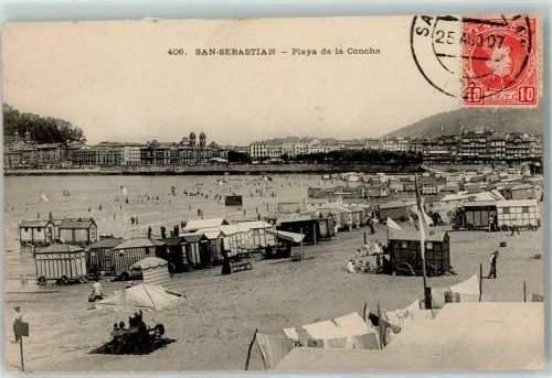 San Sebastian 1907 Playa de la Concha Strandwagen