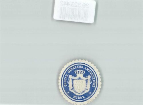 Mirow Amtsgericht Mecklenburg Wappen Krone Blau Weiß