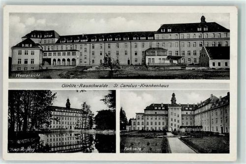 Rauschwalde St. Carolus Krankenhaus Westansicht Haupteingang Parkseite