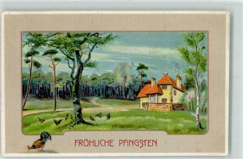 1912 Prägedruck Huhn
